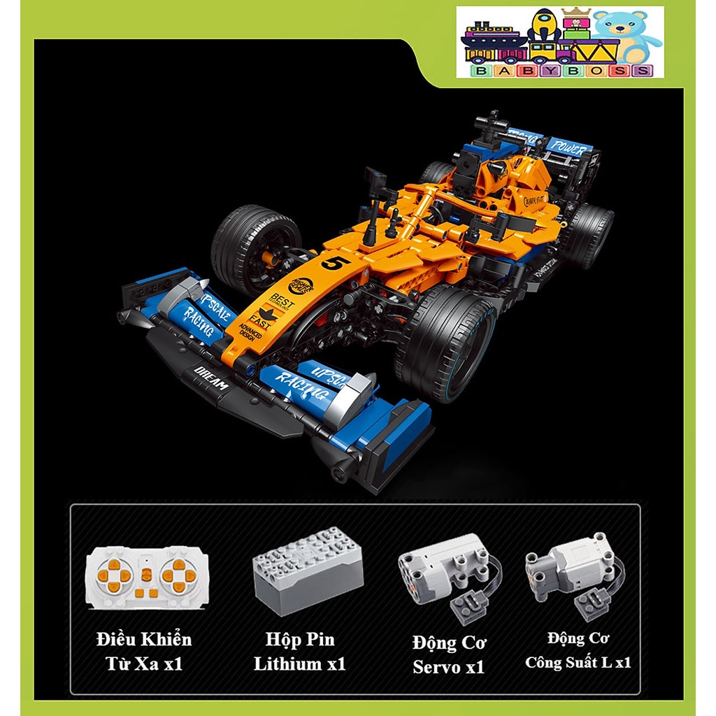 Đồ Chơi Lắp Ghép Kiểu Lego Cao Cấp Ô Tô F1 McLaren Điều Khiển RC, Đồ Chơi Mô Hình Xe Đua F1 McLaren Điều Khiển Từ Xa.