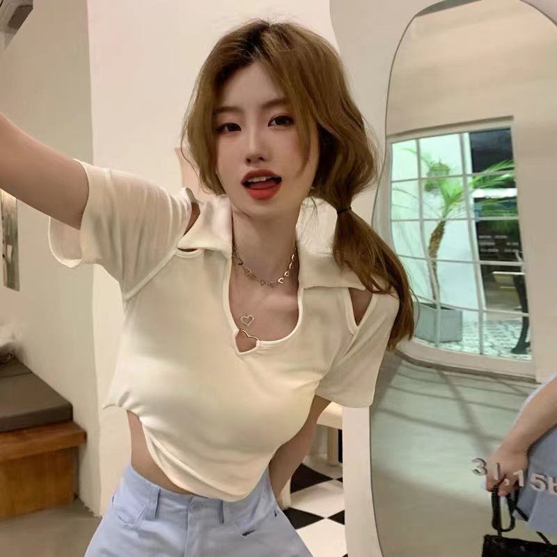 Áo Croptop Tay Ngắn Dáng Ôm Thiết Kế Độc Đáo Thời Trang Mùa Hè Xinh Xắn Cho Nữ
