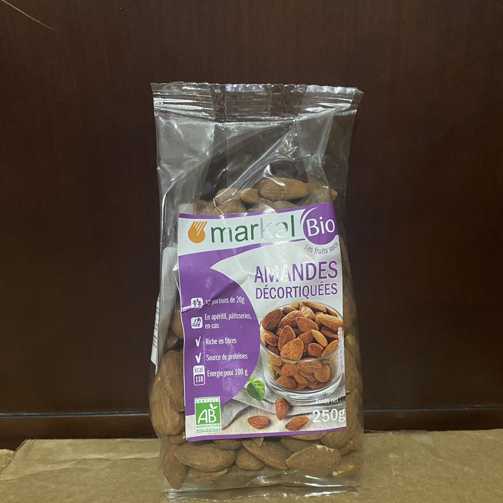Hạnh nhân thô hữu cơ (Organic Raw Almonds) - Markal - 250g