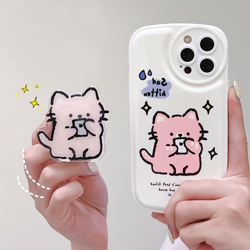 Ốp Điện Thoại Hình Mèo Hoạt Hình Có Đệm Khí Cho Iphone 12 / 13 Mini 11 / 14pro 678Plus / xsmax / xr