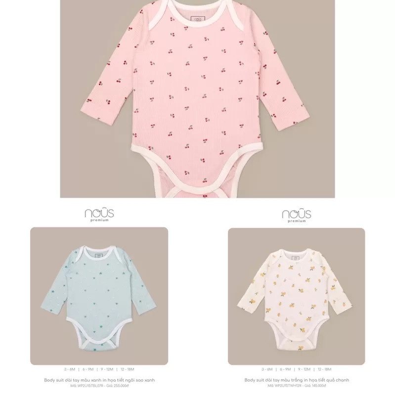 Body Chip Dài Tay Thu Đông Bé Trai, Bé Gái, Body Chip NOUS PREMIUM Cao Cấp 3M-12M