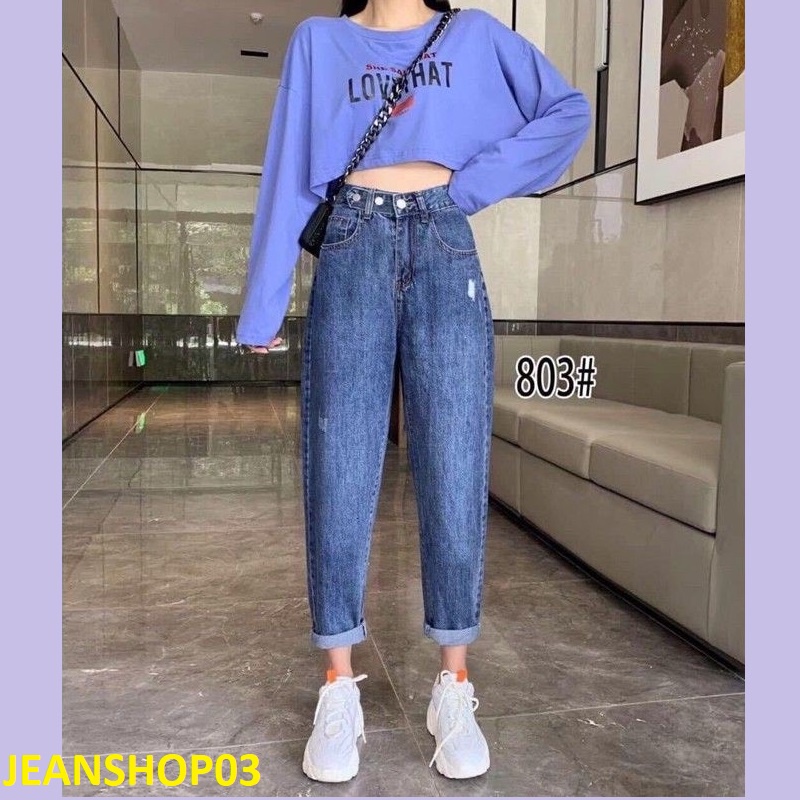 Quần jean bò baggy nữ jeans cạp cao phong cách Hàn Quốc sành điệu style jeanshop03 ms12