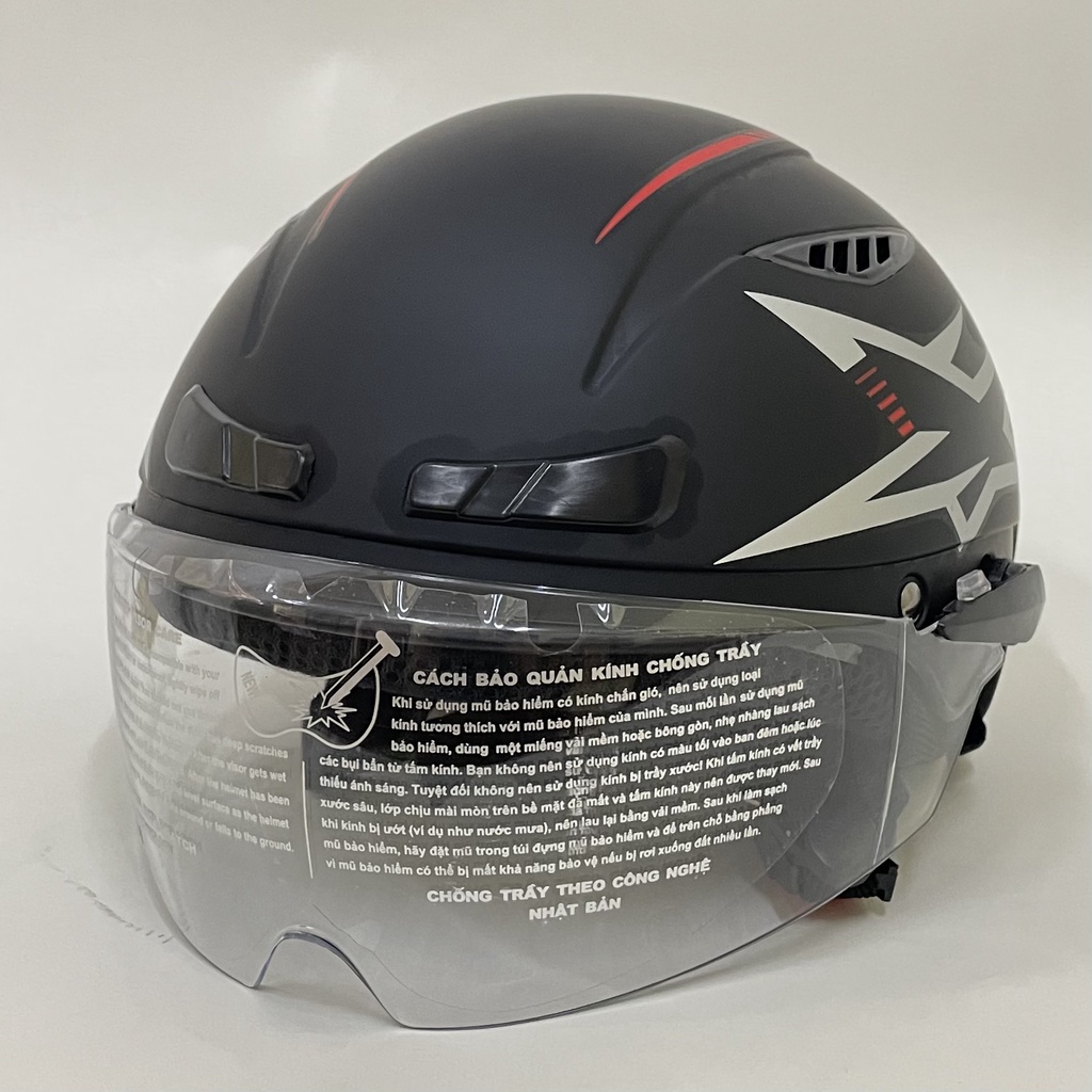 Mũ Bảo Hiểm 1/2 Đầu Có Kính CHITA HELMETS CT30(K) Tem Sao
