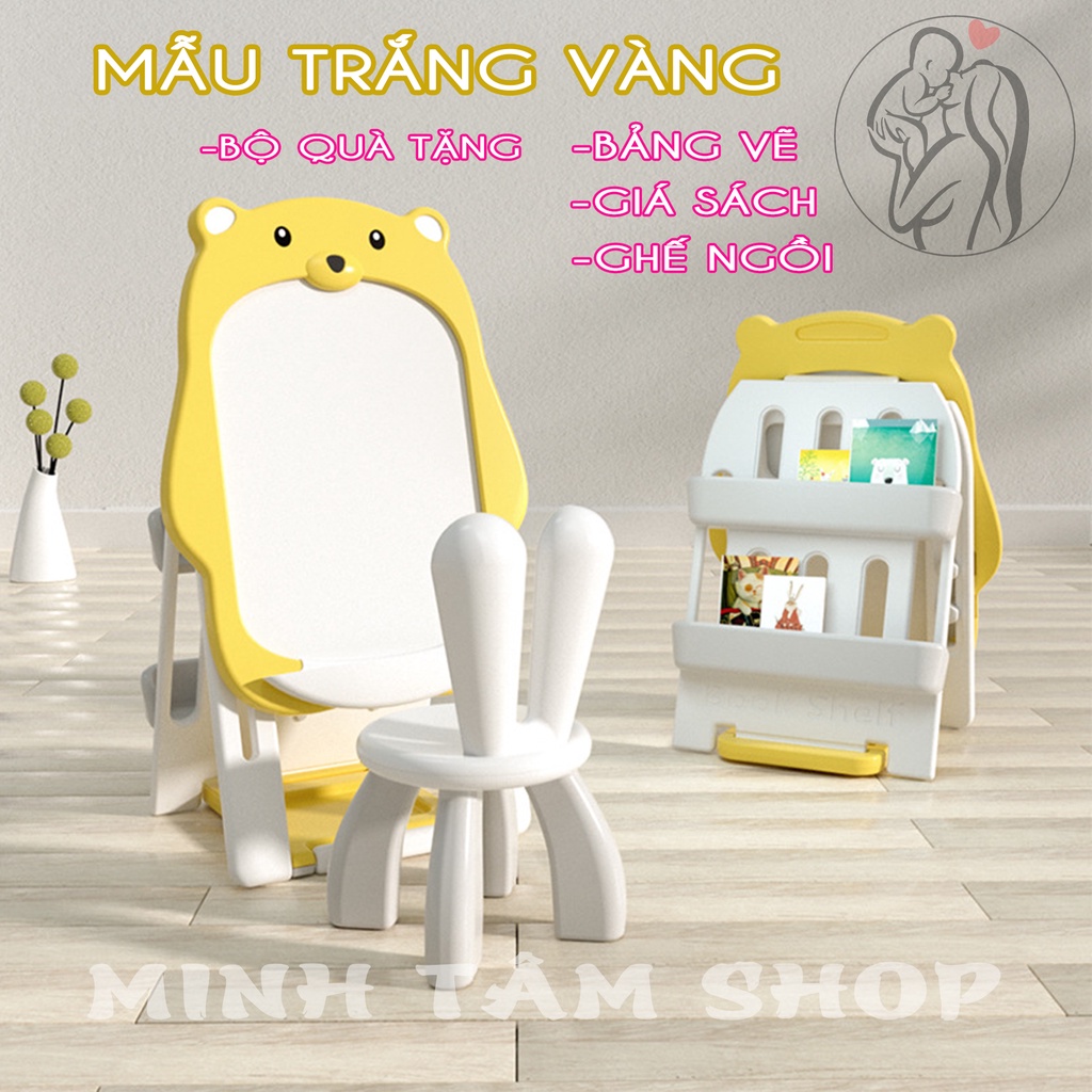 Bộ bảng vẽ cho bé kèm ghế và giá sách đa năng gấp gọn từ tính kèm bộ quà tặng