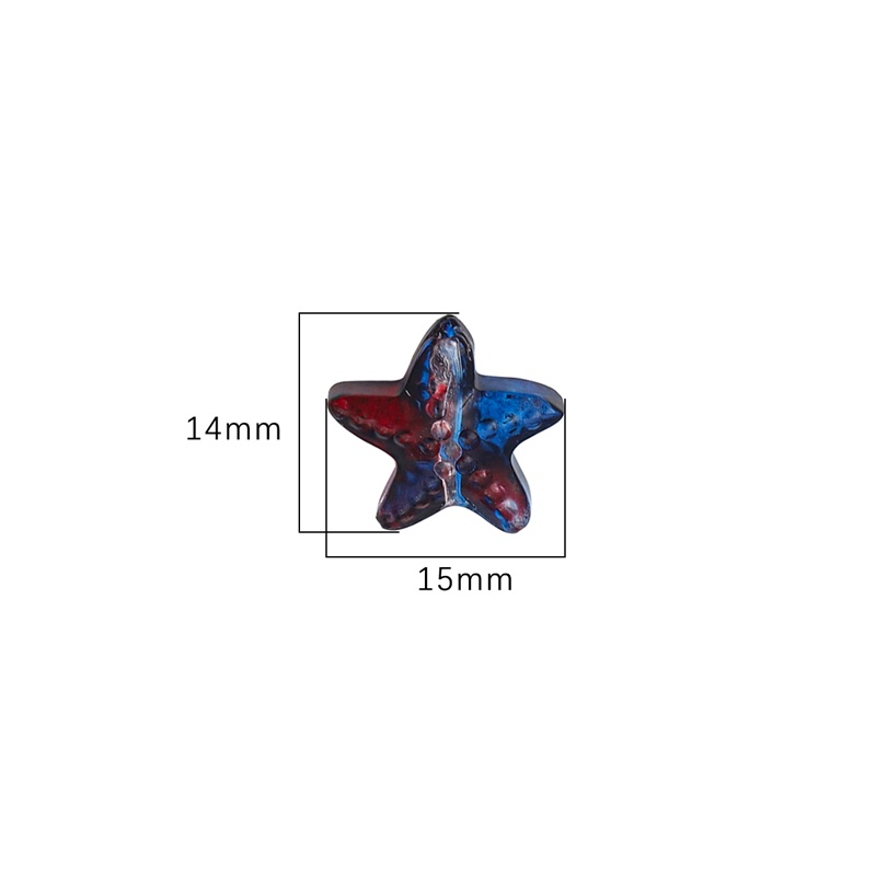 Túi Hạt Thủy Tinh Hai Màu 15X14mm Hình Sao Biển Nhỏ Làm Trang Sức Thủ Công diy