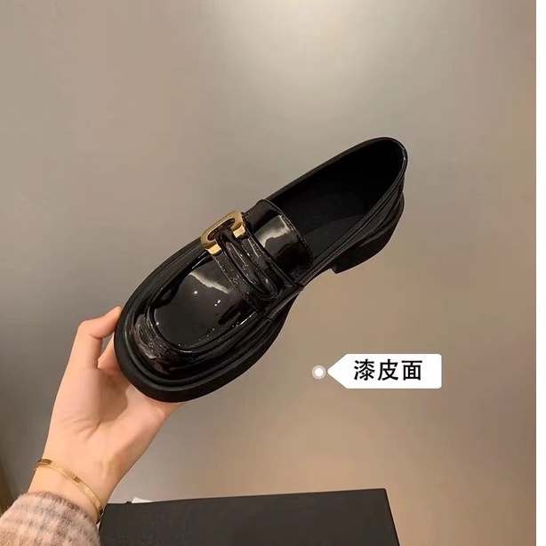 Giày Lười Da Đế Dày Màu Đen Thời Trang Mùa Hè 2022 Cho Nữ