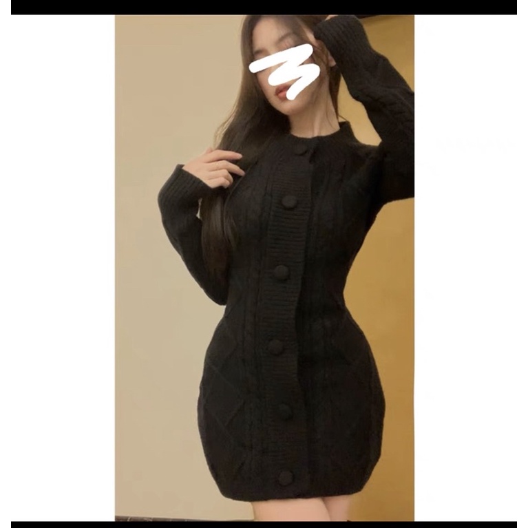 Váy len body phối cúc siêu cute