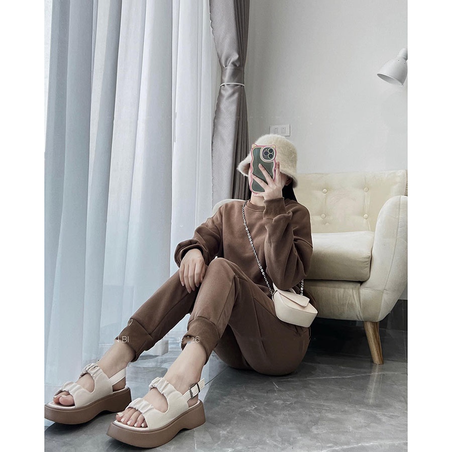 Bộ Nỉ Nữ Lót Bông Trơn Dáng Dài Hàng Quảng Châu SB3068- Lolla_Fashion