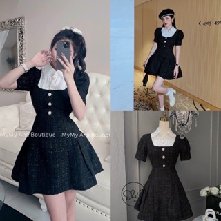 Váy dạ phối cổ sơ mi dáng xoè hack tuổi (kèm ảnh thật)