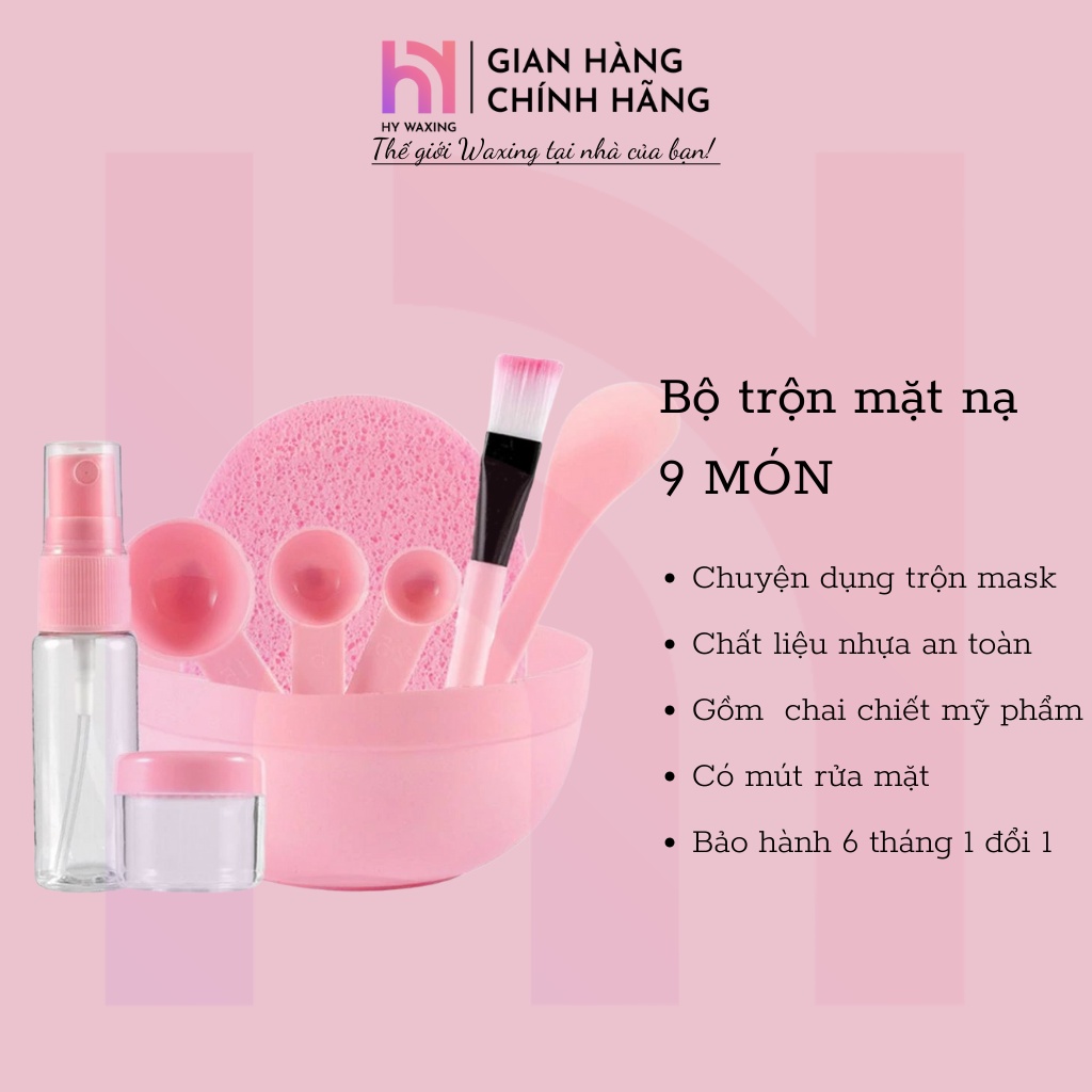 [CHE TÊN] Bộ Chén Trộn Mặt Nạ 9 Món Tiện Ích Kèm Bình Chiết Mỹ Phẩm, Miếng Rửa Mặt HY WAXING 6279