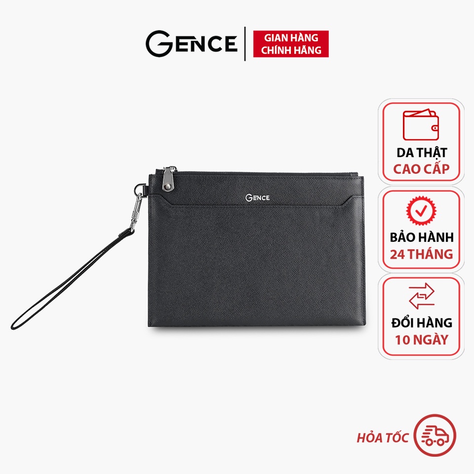 Ví Clutch cầm tay nam công sở da bò Epsom cao cấp chính hãng màu đen HT18 bảo hành 24 tháng