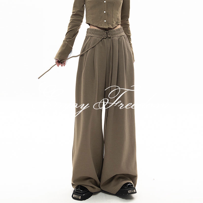 Quần Dài Ống Rộng Lưng Cao Màu Sắc Đơn Giản Thời Trang Cho Nữ