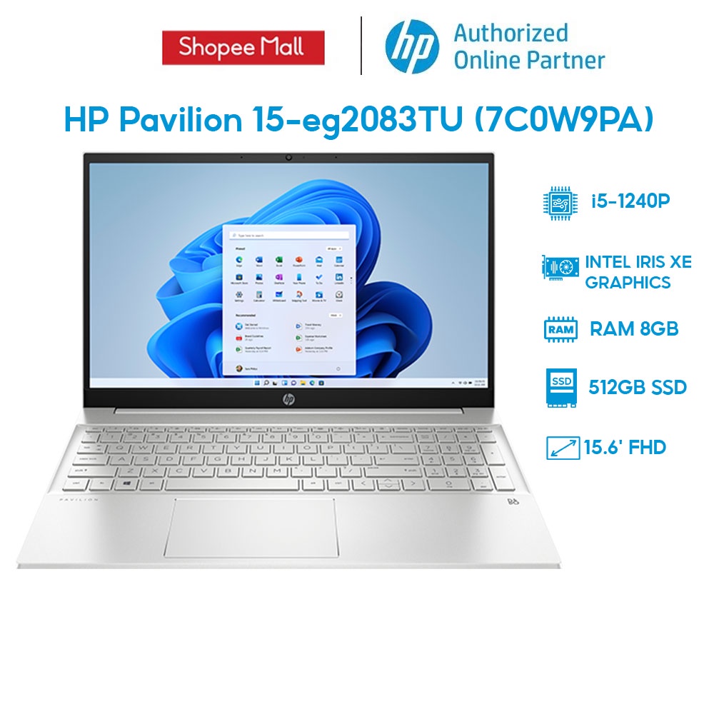 [Mã ELHP3TR giảm 12% đơn 500K] Laptop HP Pavilion 15-eg2083TU 7C0W9PA i5-1240P | 8GB | 512GB |15.6' FHD | Win 11