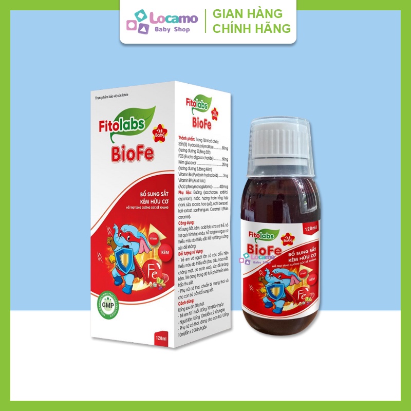 Fitolabs BioFe bổ sung sắt cho bé kẽm acid folic cho cơ thể Hỗ trợ quá trình tạo máu giảm nguy cơ thiếu máu Hộp 120ml