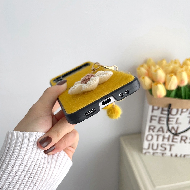 Ốp Điện Thoại Nắp Gập Chống Sốc Có Mặt Dây Hình Hoa Hướng Dương Cho Samsung Galaxy Z Flip 3 5g Flip4