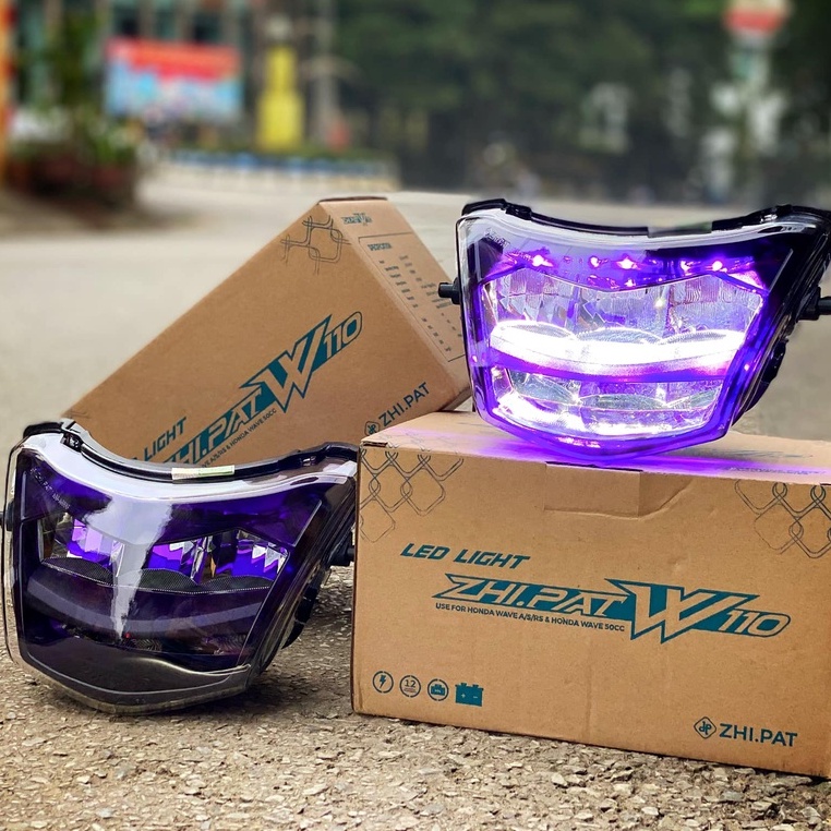 Đèn pha zhipat Tím | Zhipat xanh lục bảo | Đen | Trắng | dành cho xe Wave 110 | Wave 100 | Wave 50