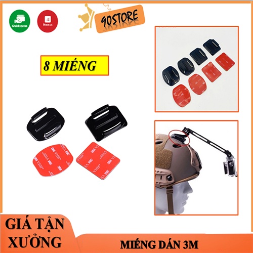 Bộ 8 Miếng dán 3M dán nón bảo hiểm cho camera hành trình Gopro, Gitup, SJCAM, EKEN, Gecko, Xiaomi YI