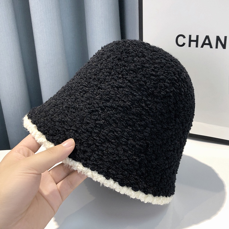 HMH®Mùa thu và mùa đông mới của phụ nữ mũ dệt kim sang trọng Nhật Bản màu sắc ngọt ngào tương phản cạnh mũ chậu bình