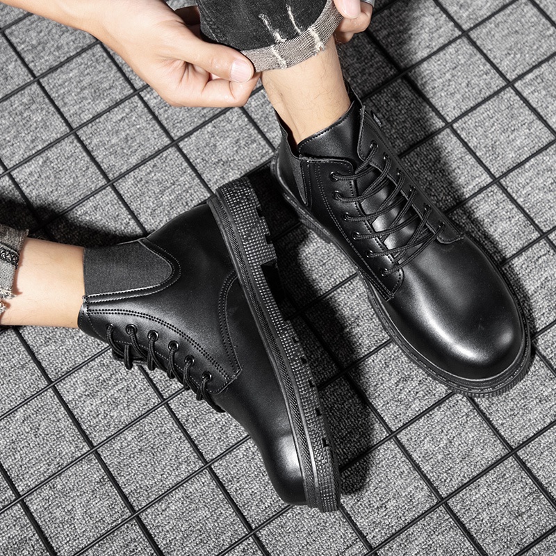 Hàng Có Sẵn Giày Bốt Martin Da Thật Cao Đến Mắt Cá Chân Màu Trắng Phong Cách Anh Quốc Mới Cho Cặp Đôi