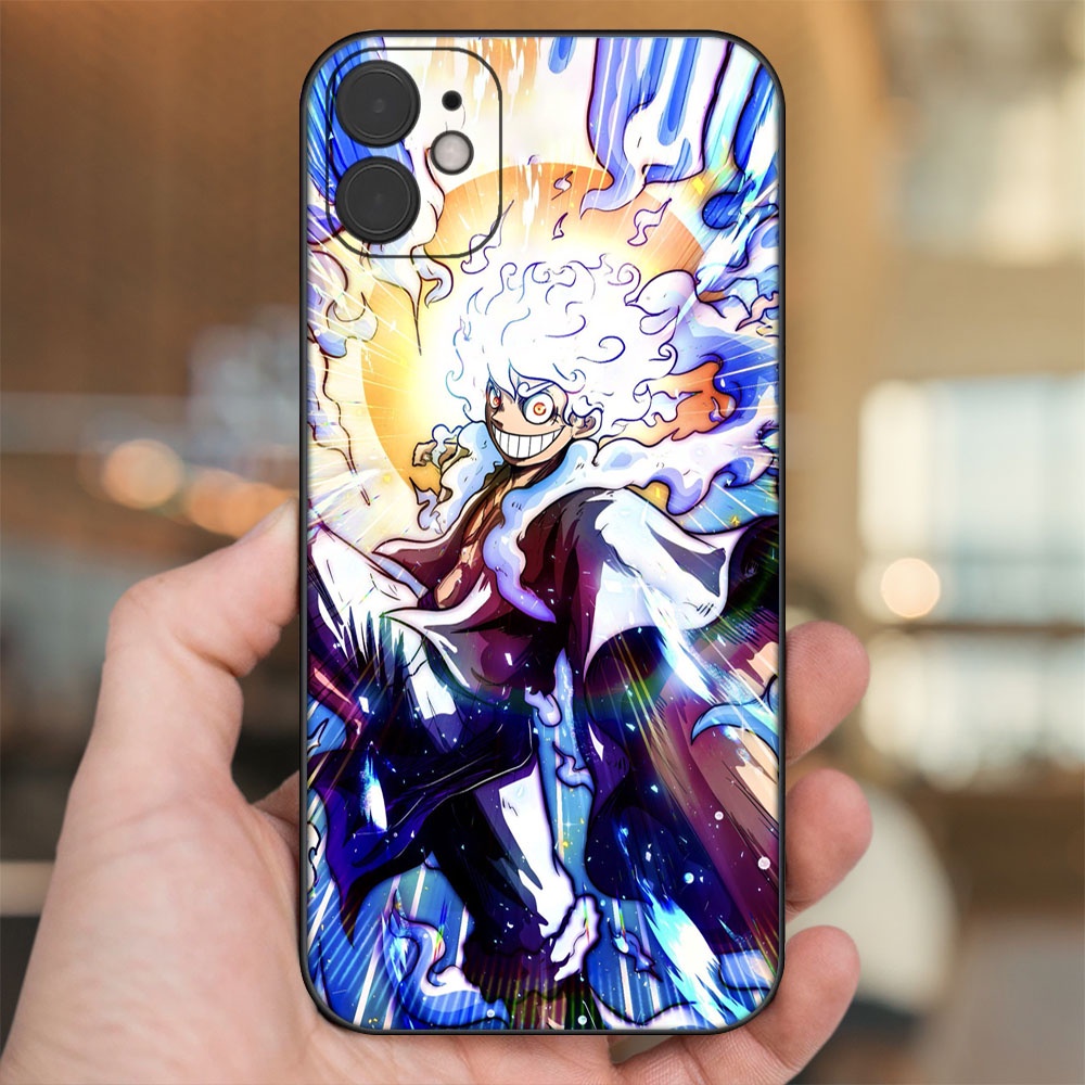 Ốp lưng iPhone 11 dẻo đen cạnh vuông in hình Luffy Gear 5 Nika One Piece Đảo Hải Tặc