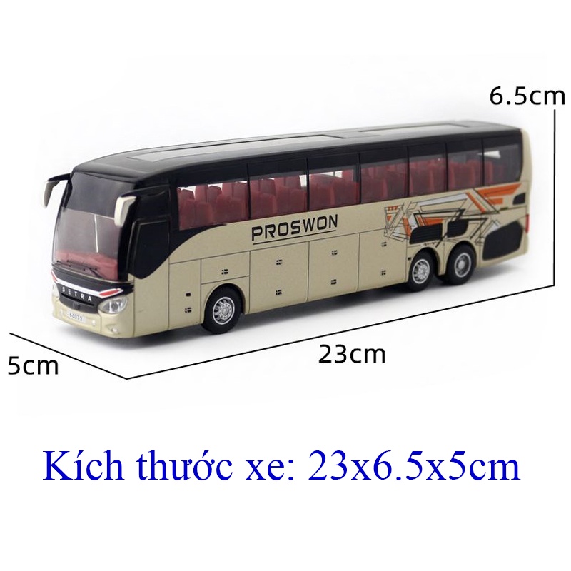 Mô hình xe bus chở khách hạng thương gia KAVY bằng hợp kim có nhạc và đèn mở được tất cả cánh cửa