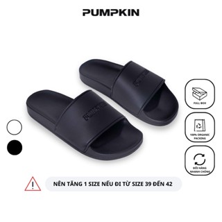 Dép quai ngang pumpkin in chìm logo cho nam và nữ chất liệu cao su phong cách Local Brand - in chìm