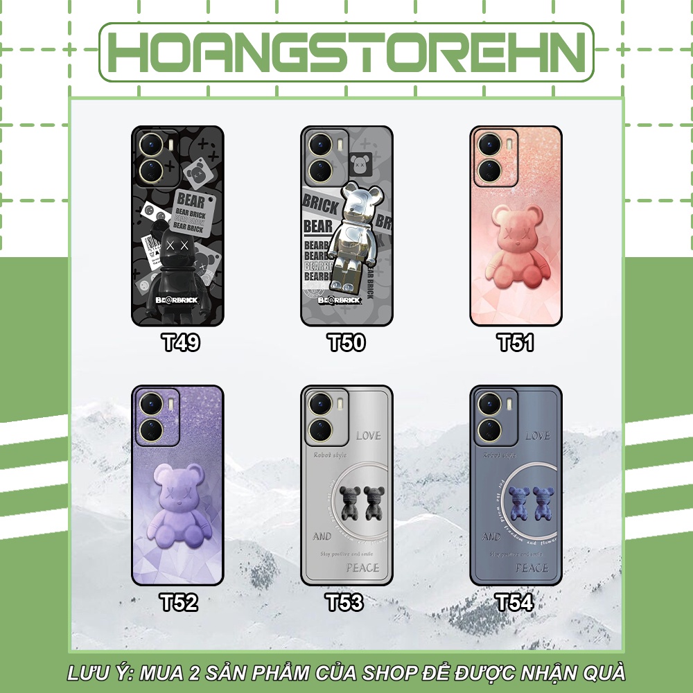 Ốp Vivo Y16 in hình Bearbrick dễ thương siêu đáng yêu