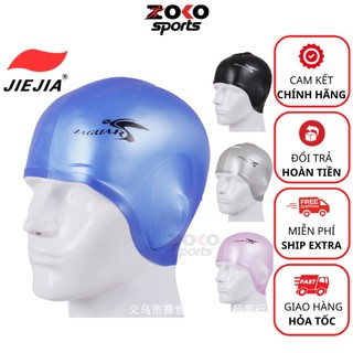 Mũ bơi nữ trùm tóc dài jiejia bịt tai che tai , mũ bơi silicone cao cấp siêu mềm an toàn cho tóc - zoko sport