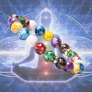 Vòng Tay Chuỗi Hạt Đá Núi Lửa Chakra 7 Màu