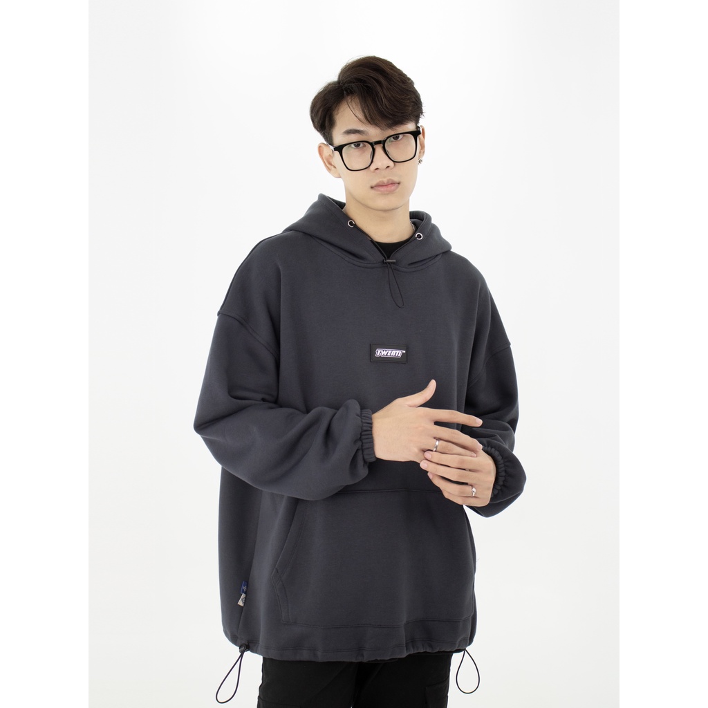 Áo Hoodie TWENTI Nỉ Cotton Trơn Logo Dây Rút