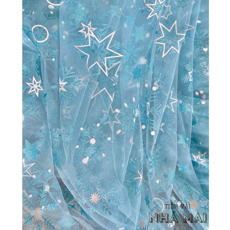 1M Voan Lưới Tutu Mềm Hình Bông Tuyết May Váy Công Chúa Elsa