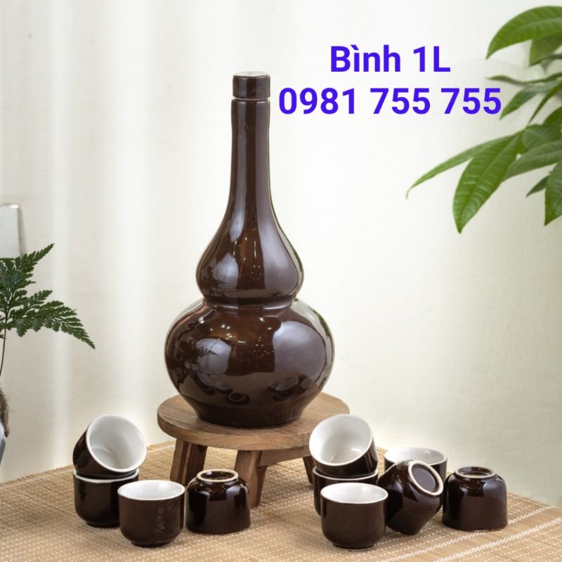 Bình Rượu 1L _ Chum Gốm Bát Tràng Cao Cấp - Giá rẻ