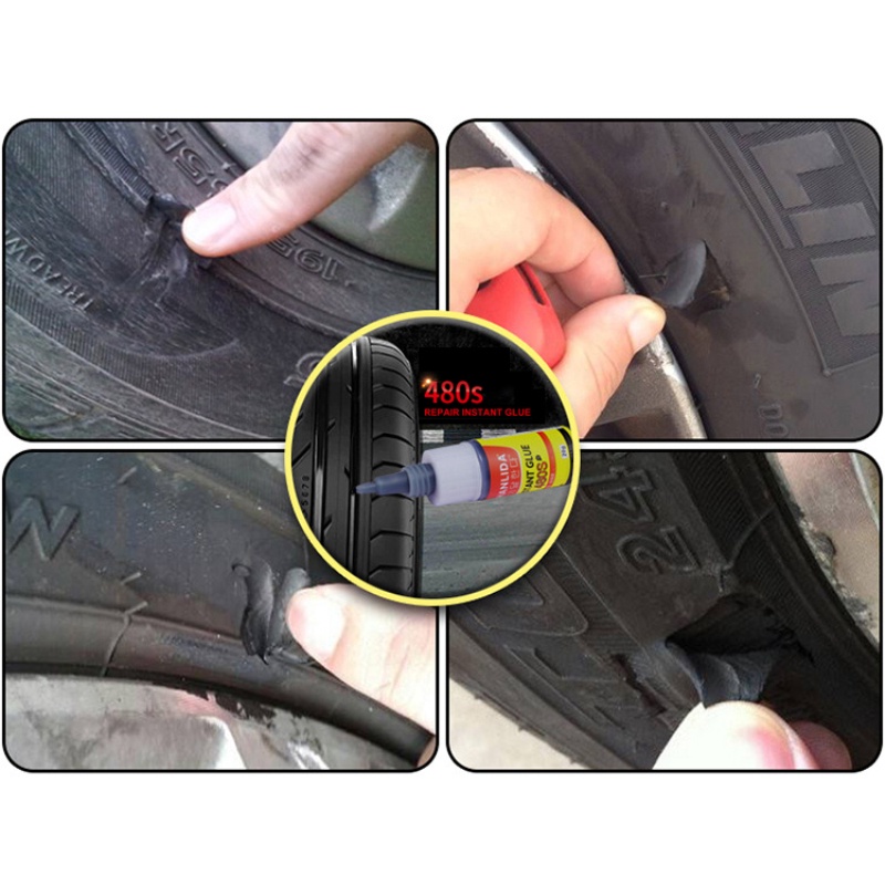 Keo sửa chữa lốp ô tô thập niên 480 Chất kết dính màu đen Chất bịt kín Loa Cao su tự động Sửa chữa lốp xe Keo dán -tm