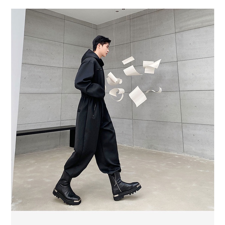 Bộ Áo Khoác + Quần Dài Dáng Rộng Có Khóa Kéo Thời Trang Thu Đông Cho Nam