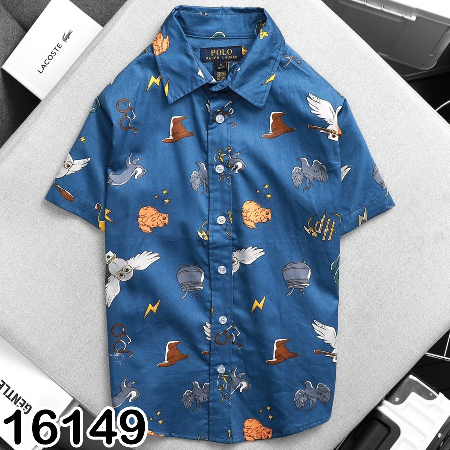 (Link 1) Áo sơ mi Bigbaby, sơ mi tay ngắn Polo Ralph Lauren form thoải mái siêu mềm cho bé trai 2-14T