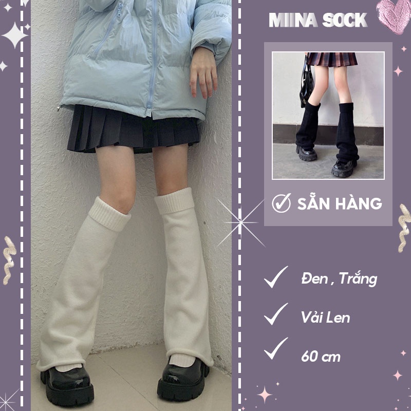 Tất Lolita nữ ống xuông, vớ JK bắp chân len dệt kim phong cách nhật bản co dãn chống tuột MIINA
