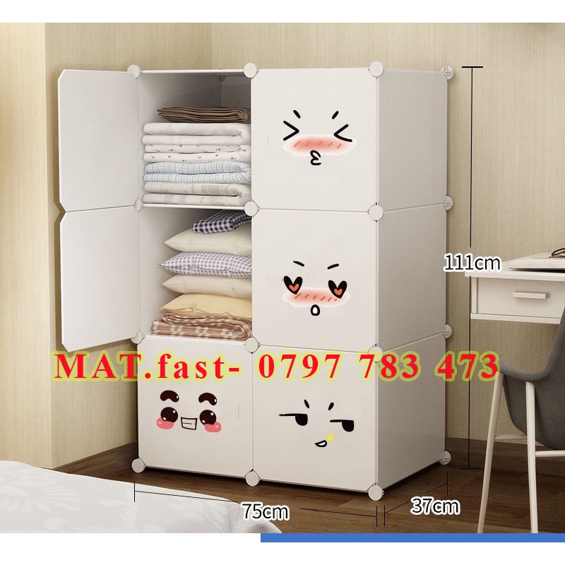 Tủ nhựa lắp ghép quần áo 6 ngăn ô đa năng