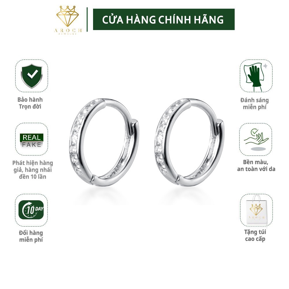 Khuyên tai bạc Ý s925 vuông hình học cá tính G1365 - AROCH Jewelry