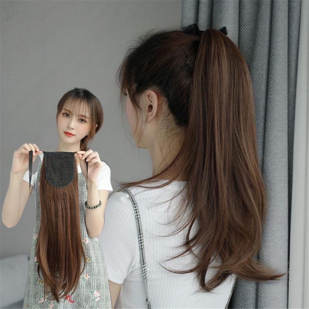 Tóc Giả Ngắn Xoăn Gợn Sóng Kẹp Tóc Đuôi Ngựa Hóa Trang Phong Cách Hàn Quốc kẹp tóc giả đuôi ngựa