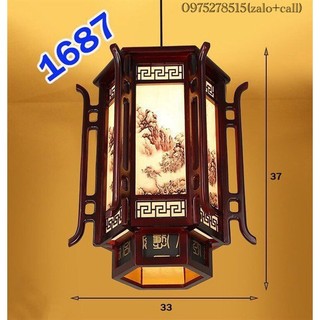 Đèn Lồng Gỗ Tự Nhiên Mã1687 Phù Hợp Trang Trí Không Gian Nhà Gỗ , Nhà Cổ, Phòng Thờ, Nhà Hàng, khách sạn...Kèm Bóng LED