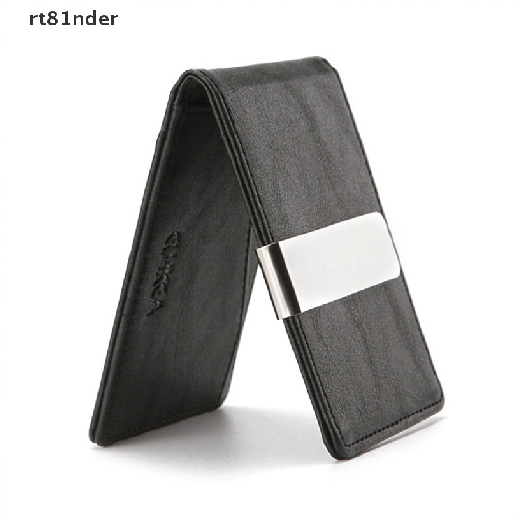 Rt Ví Kẹp Tiền Bằng Da PU Mỏng Đa Chức Năng Có Kẹp Kim Loại Thời Trang Cho Nam n