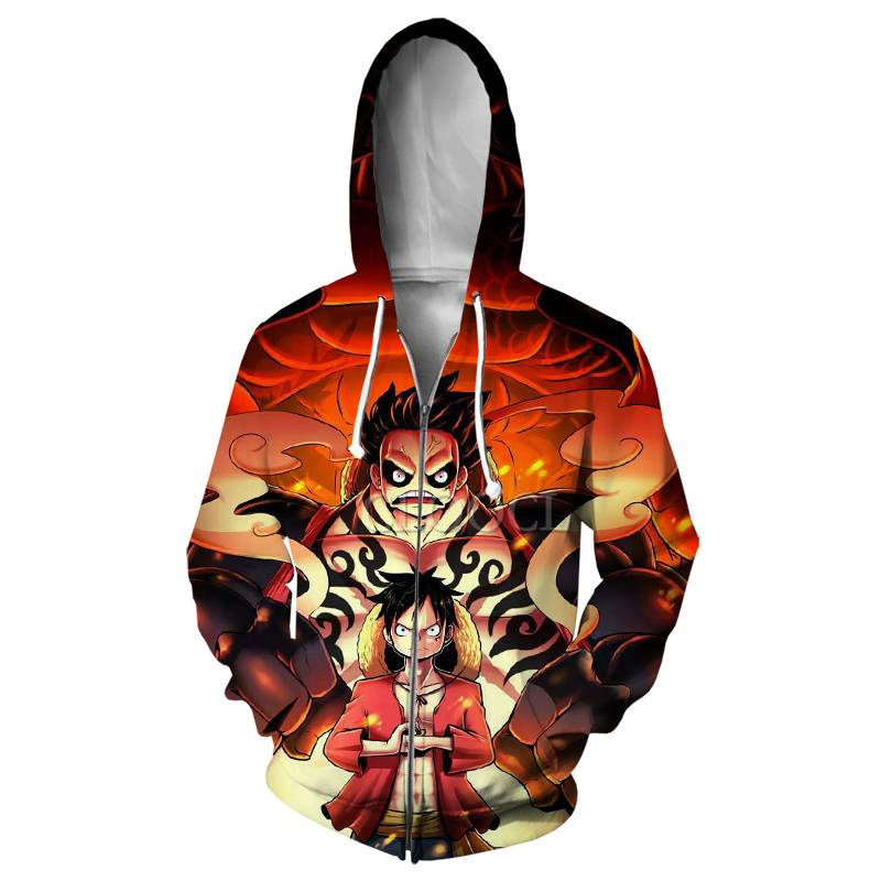 Áo Khoác Khóa Kéo Tay Dài In Hình Nhân Vật Luffy Trong ONE PIECE Thời Trang Cho Nam Và Nữ
