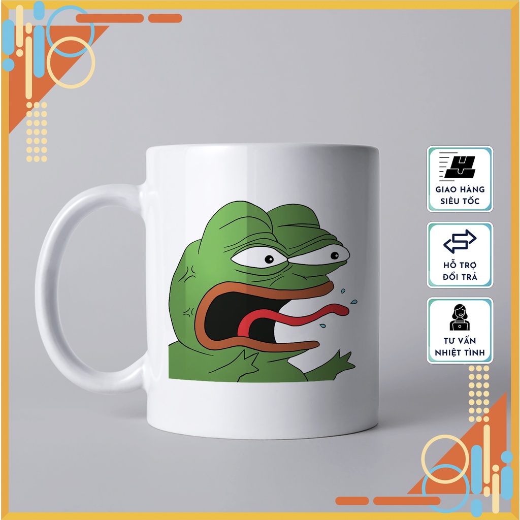Cốc sứ Ếch Pepe  đáng yêu, cốc sứ in hình Ếch vozer dễ thương làm quà tặng đặc biệt