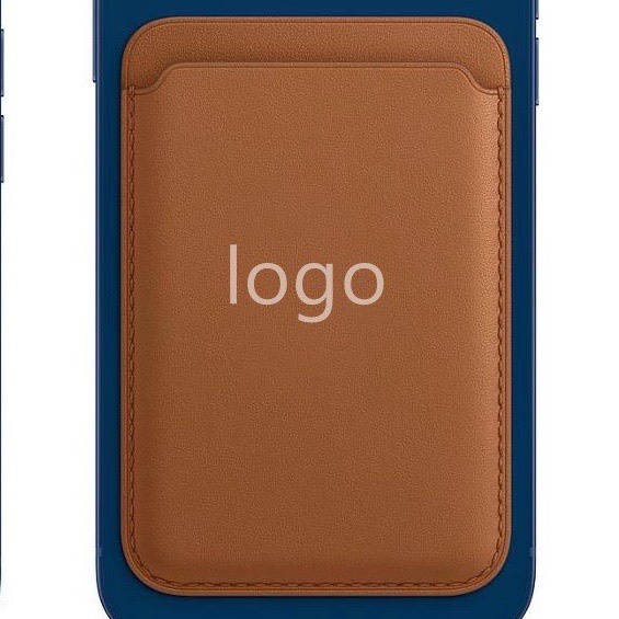 Ví hỗ trợ sạc không dây dùng cho iphone 14/ 13/ 12 series da đẹp có logo táo