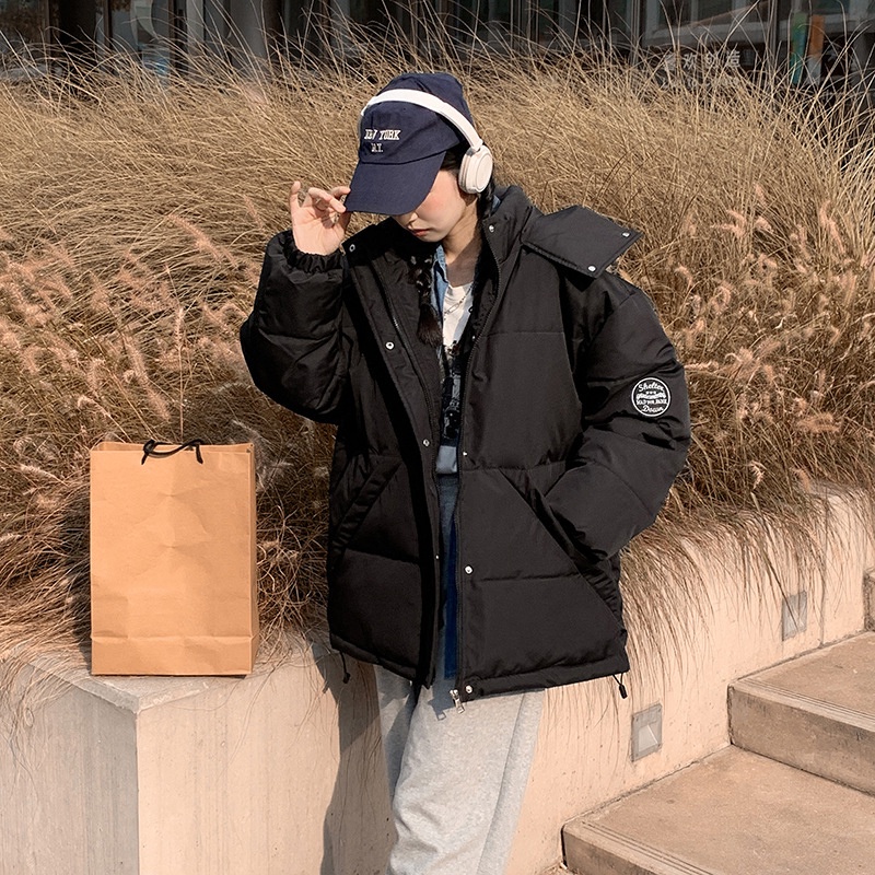 IELGY IELGY Áo Khoác Thể Thao cotton Dáng Rộng Có Nón Trùm Màu Sắc Phù Hợp Giữ Ấm Dành Cho Nữ