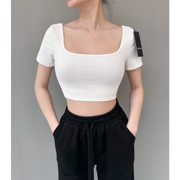 Áo croptop cổ vuông tay ngắn ANNAKIKI- A79