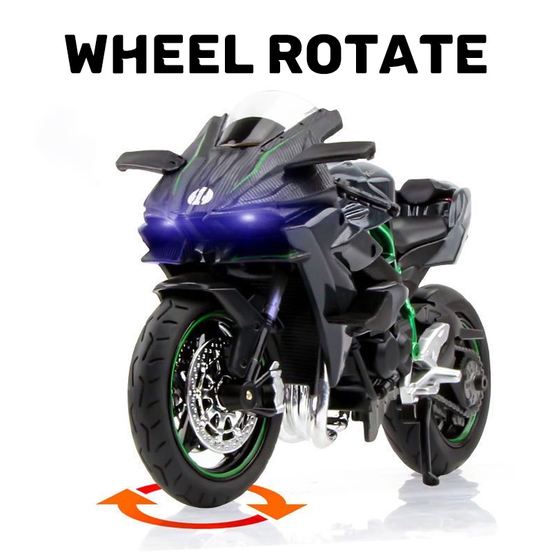 Mô Hình Xe Hơi Kawasaki Ninja H2R Tỉ Lệ 1: 12 Bằng Hợp Kim Có Đèn Và Nhạc Độc Đáo Thú Vị Cho Bé