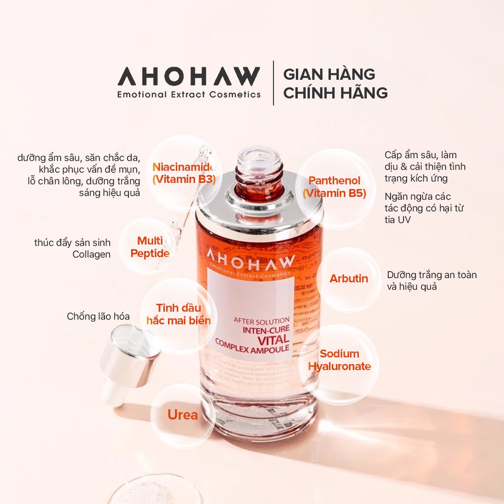 Serum Tinh Chất Dưỡng Trắng Da AHOHAW Inten-cure Vital Complex Ampoule 150ml - Phục Hồi Da, Mờ Vết Thâm Mụn, Sạm Nám