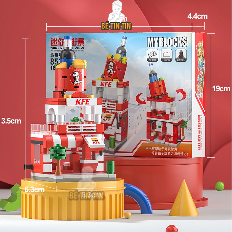 Đồ Chơi Xếp Hình Lắp Ráp Mãnh Nhỏ Kiểu Dáng Hình Quán Ăn, Tiệm Hoa, Quang Cảnh Thành Phố Cho Bé