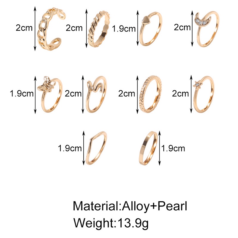 Set 10 Nhẫn Đeo Khớp Ngón Tay Phong Cách Vintage Thời Trang Cho Nữ